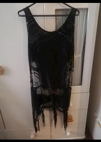 Dantel Detaylı Siyah Bohem pareo - Görsel 3