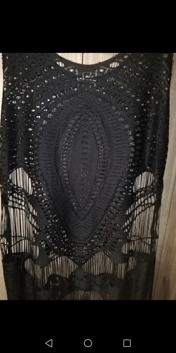 Dantel Detaylı Siyah Bohem pareo - Görsel 2