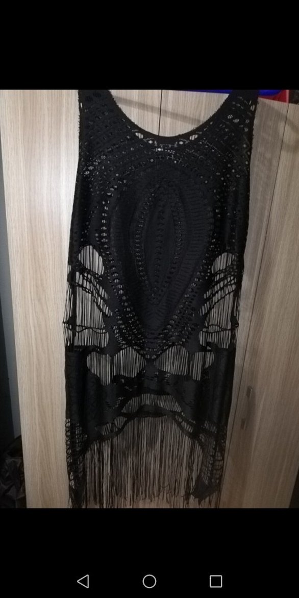 Dantel Detaylı Siyah Bohem pareo - Görsel 4