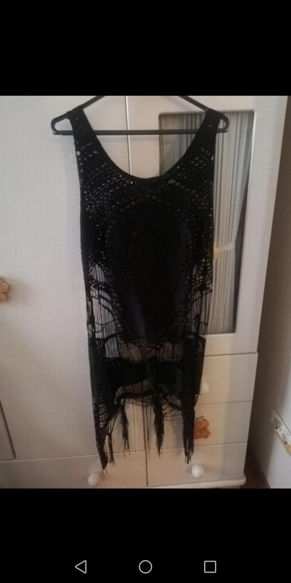 Dantel Detaylı Siyah Bohem pareo - Görsel 3