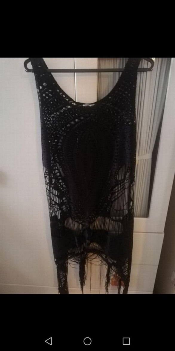 Dantel Detaylı Siyah Bohem pareo - Görsel 5