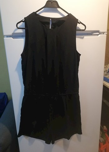 Siyah Kolsuz Midi Kadın Tulum - Görsel 3