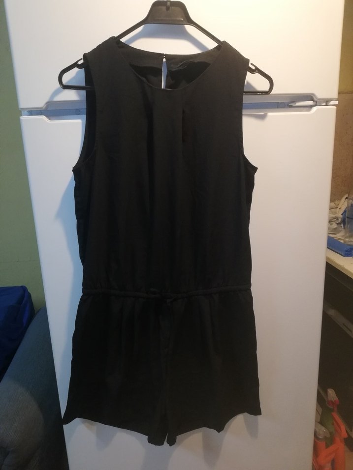 Siyah Kolsuz Midi Kadın Tulum - Görsel 3