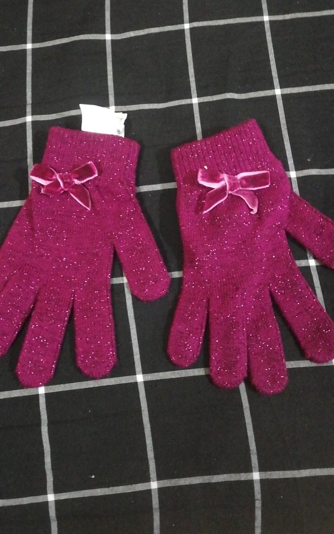 Fiyonklu Pembe Kız Eldiveni - Görsel 2