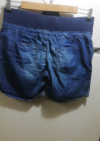 Düğmeli Koyu Mavi Hamile Mini Şort - Görsel 3