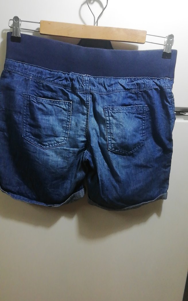 Düğmeli Koyu Mavi Hamile Mini Şort - Görsel 3