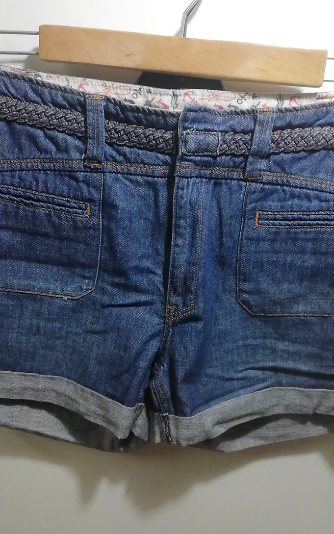 Kadın Kemerli Mini Kot Şort - Görsel 3