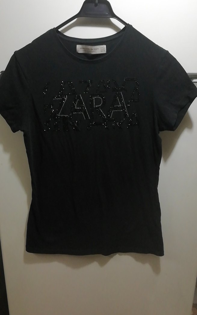 Siyah Payetli Kısa Kollu Tişört - Görsel 2