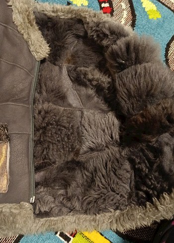 Kürklü Kahverengi Deri çocuk Yelek - Görsel 2