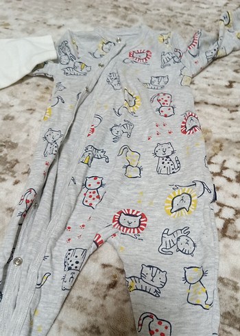 Gri Desenli ve Beyaz Erkek Bebek Tulum 2li fiyat - Görsel 4