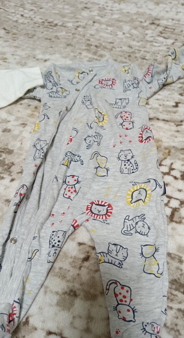 Gri Desenli ve Beyaz Erkek Bebek Tulum 2li fiyat - Görsel 4