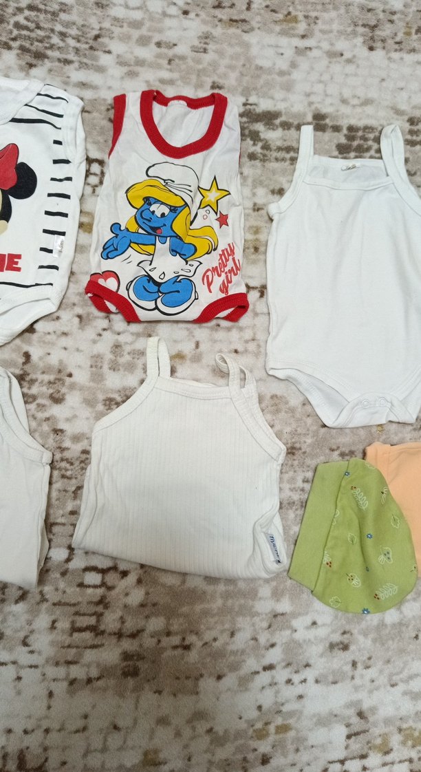 Beyaz Pamuklu Bebek Askılı Body zıbın çıtçıtlı - Görsel 3