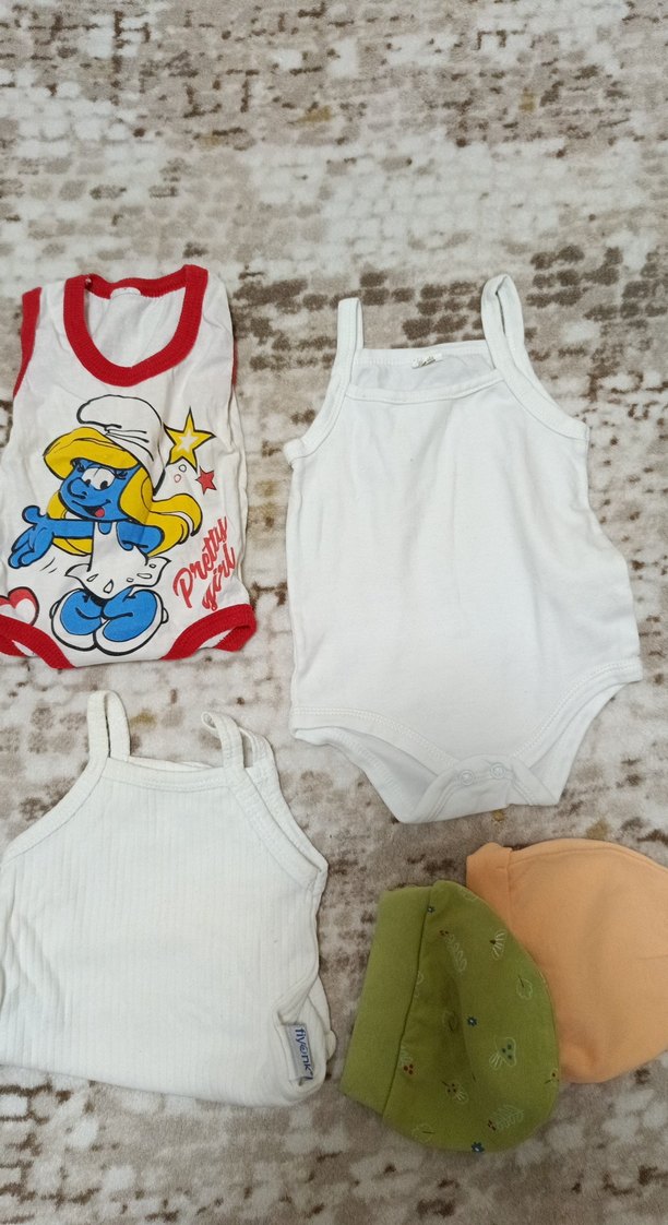 Beyaz Pamuklu Bebek Askılı Body zıbın çıtçıtlı - Görsel 2