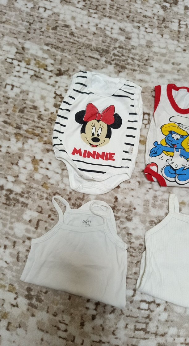 Beyaz Pamuklu Bebek Askılı Body zıbın çıtçıtlı - Görsel 4