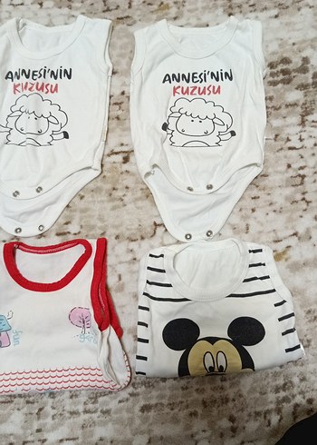 Beyaz Baskılı Kolsuz Bebek Body çıtçıtlı body zıbın - Görsel 3