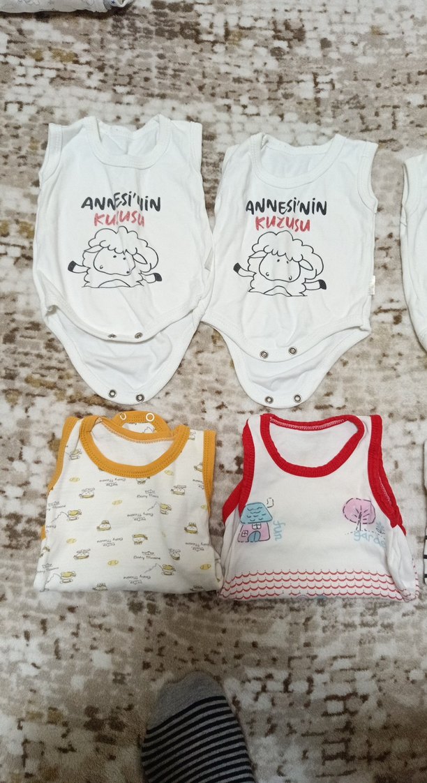 Beyaz Baskılı Kolsuz Bebek Body çıtçıtlı body zıbın - Görsel 2