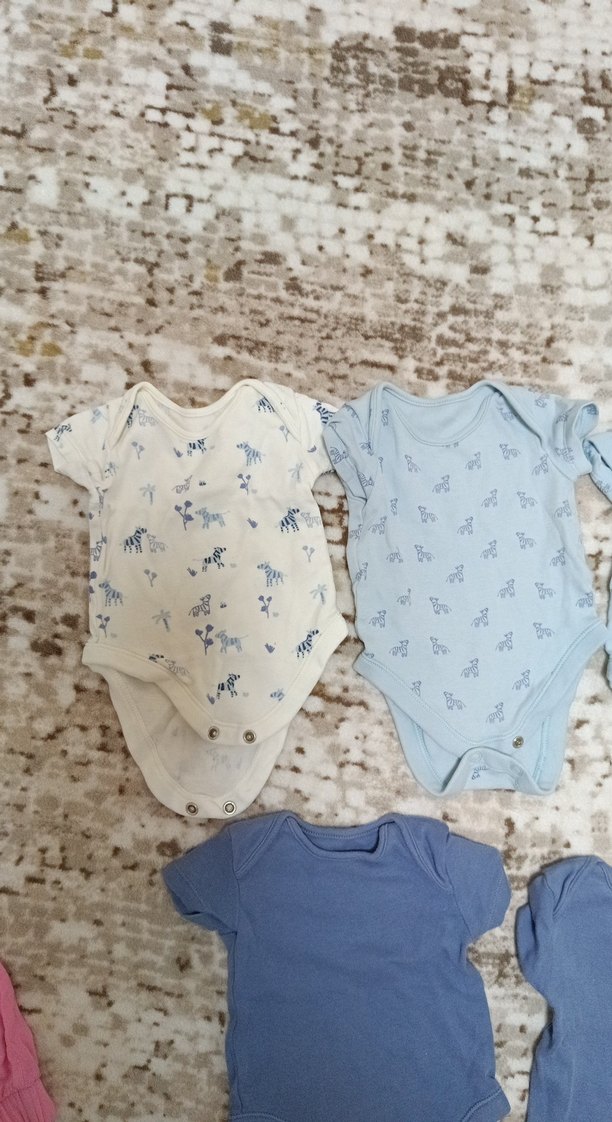 Mavi Kısa Kollu Bebek Erkek Body zıbın çıtçıtlı body - Görsel 2