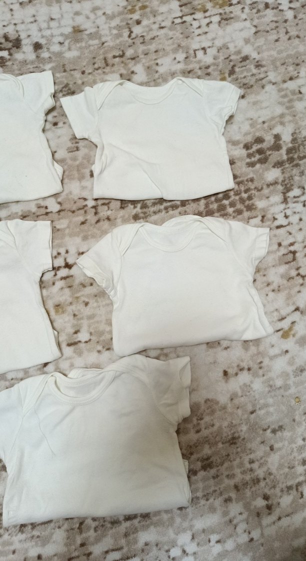 Bebek Erkek Kısa Kollu Beyaz Body zıbın çıtçıtlı body - Görsel 3