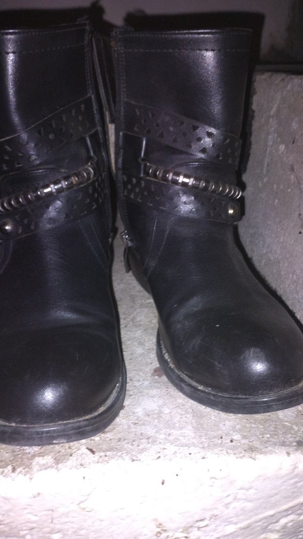 Siyah Parlak Yılan Desenli Tokalı Biker Bot - Görsel 2