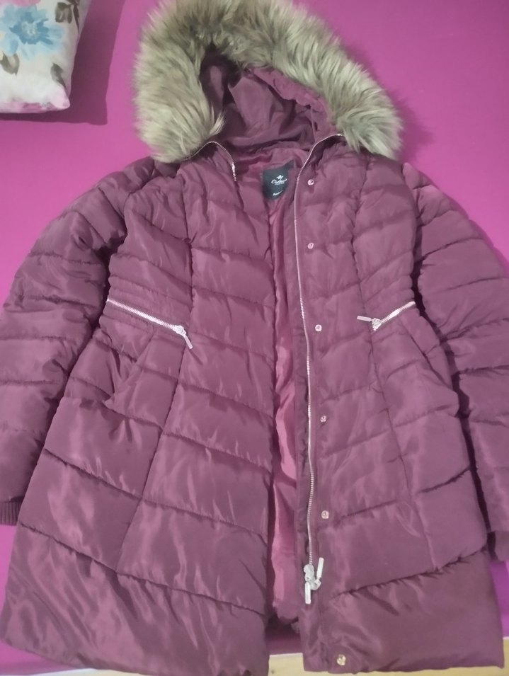 Mor Kürk Detaylı Kadın Kışlık Mont - Görsel 2