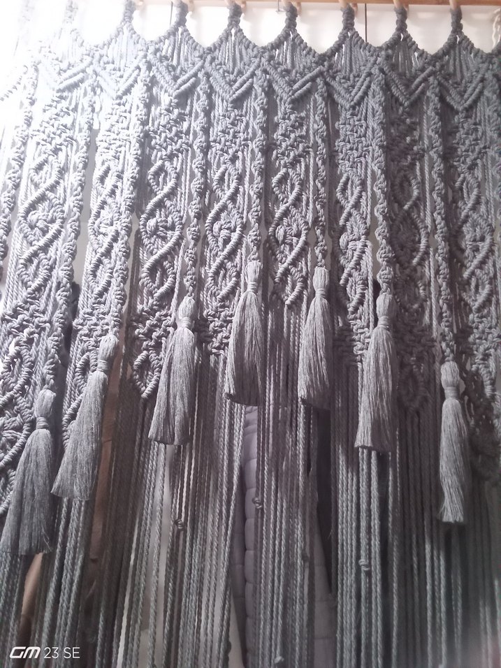 Gri Püsküllü makrome perde - Görsel 3