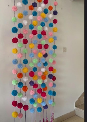 Renkli Bohem Ponponlu Perde - Görsel 2