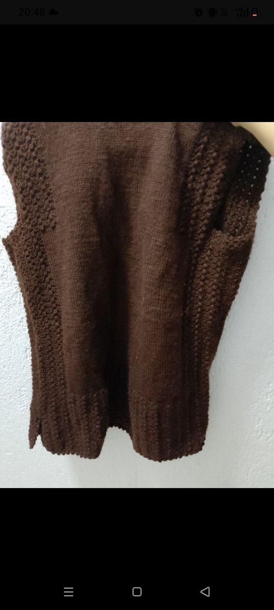 Kahverengi Örgü V Yaka Kadın Yelek - Görsel 3