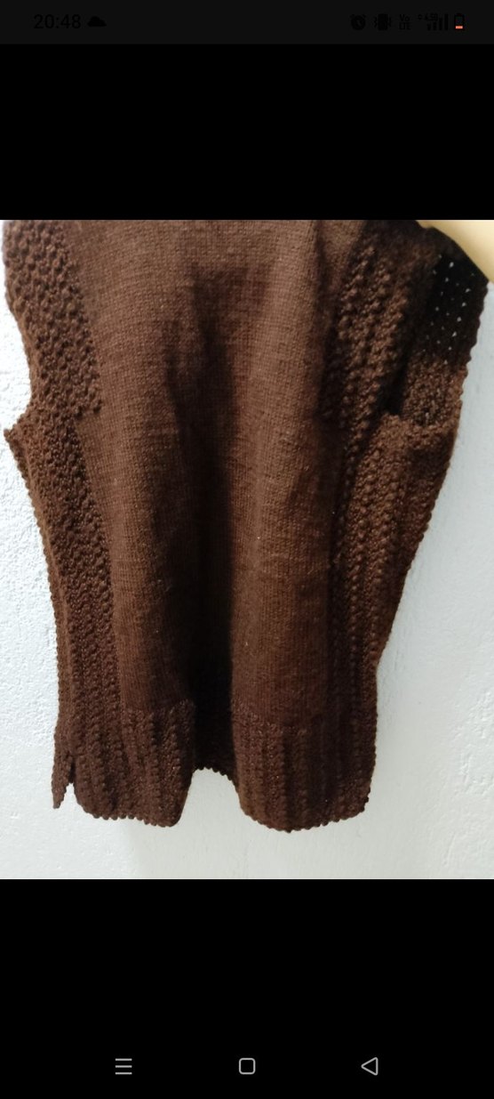 Kahverengi Örgü V Yaka Kadın Yelek - Görsel 2