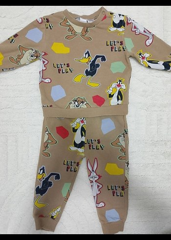 Erkek Çocuk Desenli Kahverengi alt üst takım - Görsel 2