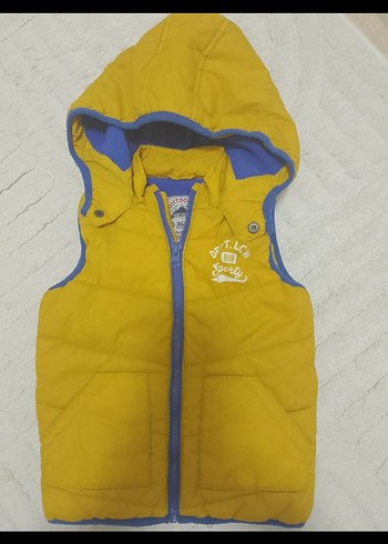 Sarı Kapüşonlu Fermuarlı Erkek Çocuk Yeleği - Görsel 3