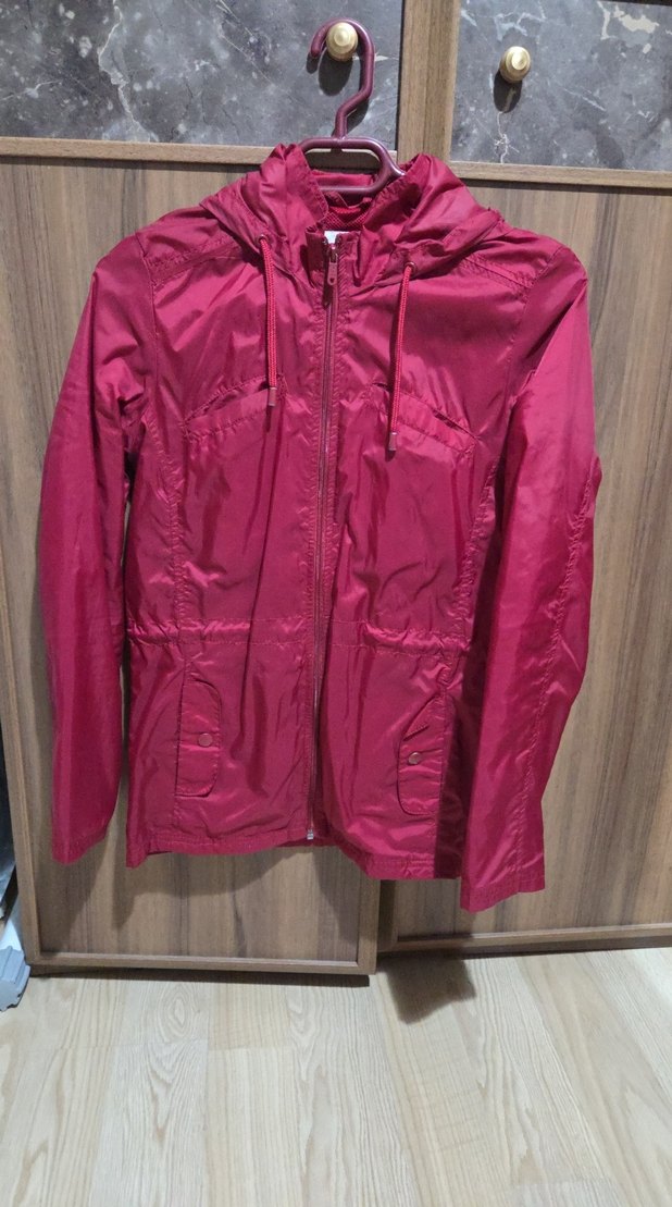 Kadın Parlak Pembe Fermuarlı yağmurluk - Görsel 2