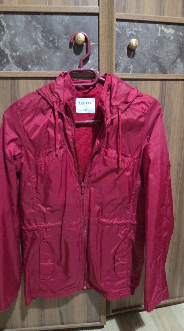 Kadın Parlak Pembe Fermuarlı yağmurluk - Görsel 3