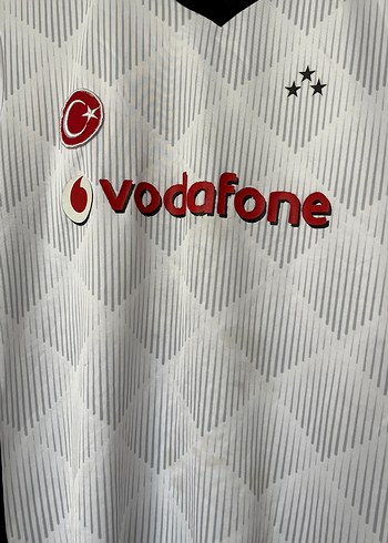 Erkek V Yaka Beyaz Baskılı Spor Forma - Görsel 2