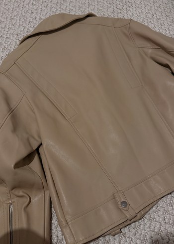 Bej Deri Kadın Ceket - Görsel 4