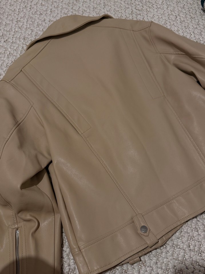 Bej Deri Kadın Ceket - Görsel 4