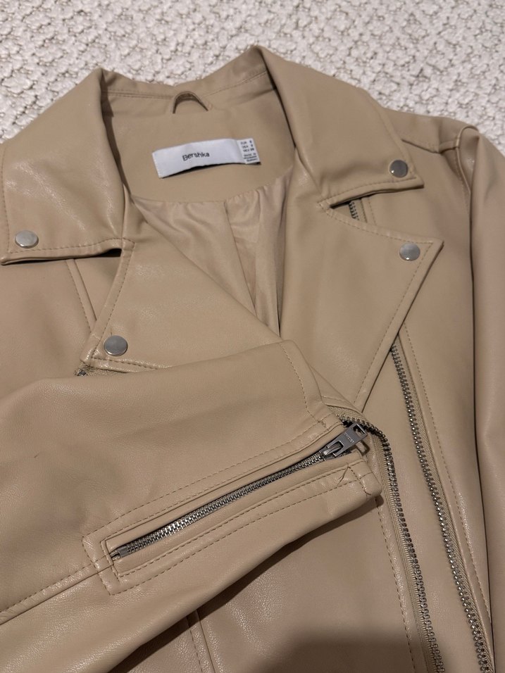 Bej Deri Kadın Ceket - Görsel 3