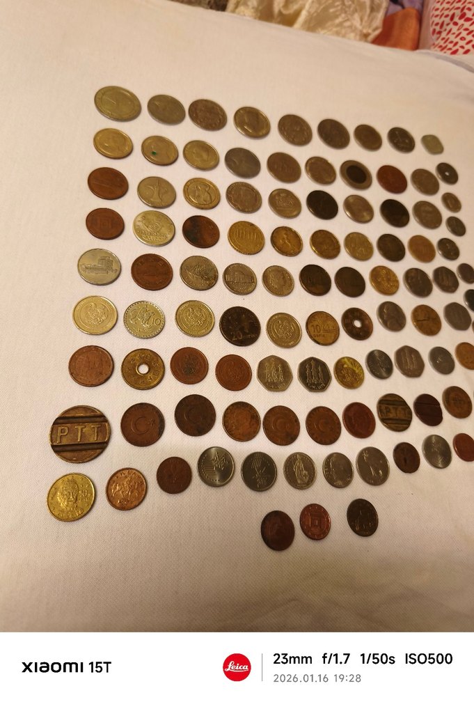 100 Adet Karışık Yabancı Madeni Paralar - Görsel 2