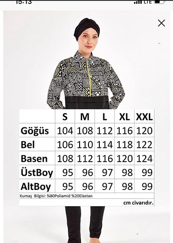 Uzun Kollu Etnik Desenli Siyah Tesettür Mayo - Görsel 3