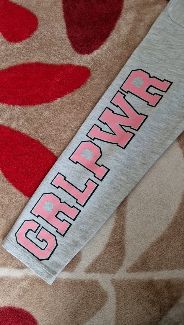 Kız Çocuk Gri Baskılı Pamuklu Tişört - Görsel 2