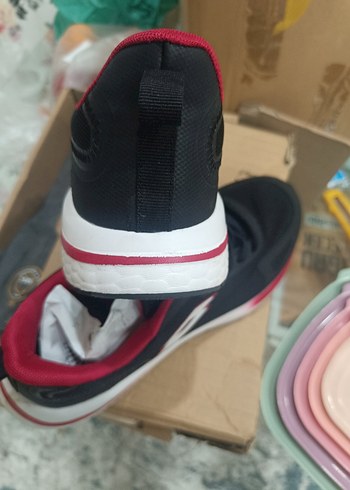 siyah Kırmızı Bağcıklı Stiletto  Spor Ayakkabı - Görsel 4