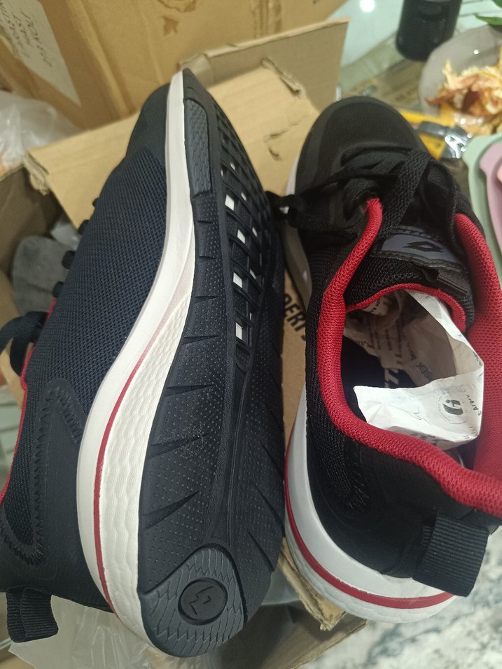 siyah Kırmızı Bağcıklı Stiletto  Spor Ayakkabı - Görsel 2