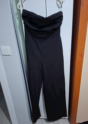 Siyah Drapeli Straplez Kadın Tulum - Görsel 2