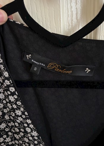 Siyah V Yaka Midi Salaş Elbise - Görsel 2