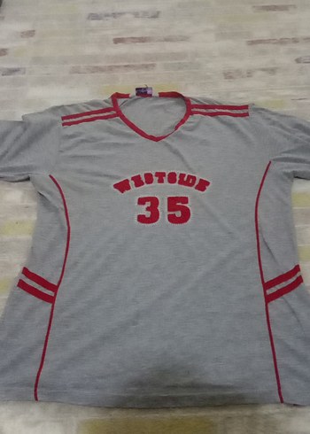 Gri V Yaka Erkek Spor Tişörtü - Görsel 3