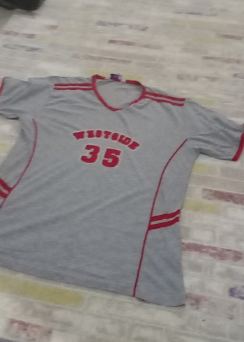 Gri V Yaka Erkek Spor Tişörtü - Görsel 2