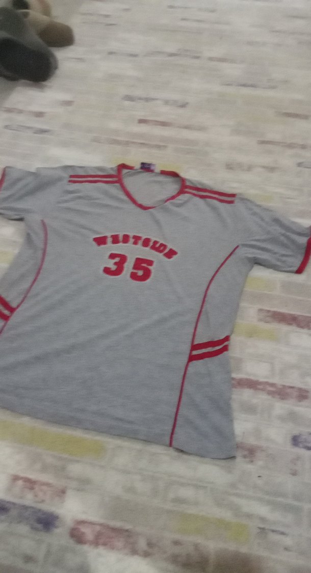 Gri V Yaka Erkek Spor Tişörtü - Görsel 2