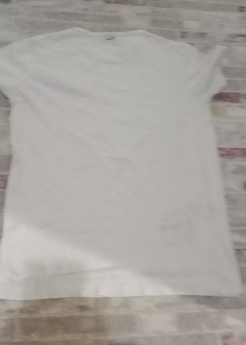 Gri Yıldız Baskılı Beyaz Tişört - Görsel 5