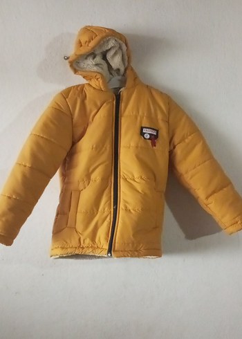 Kapüşonlu Sarı Erkek Çocuk Mont - Görsel 2