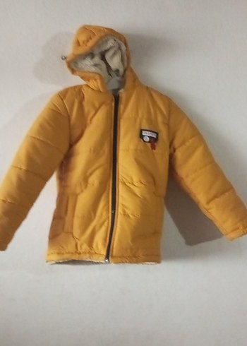 Kapüşonlu Sarı Erkek Çocuk Mont - Görsel 3