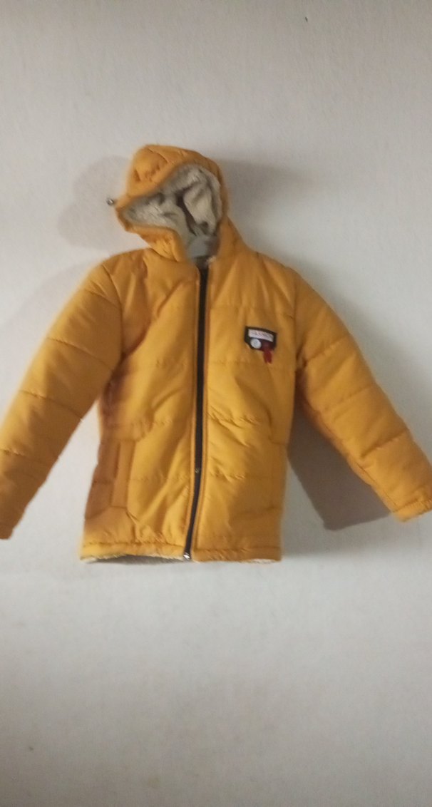 Kapüşonlu Sarı Erkek Çocuk Mont - Görsel 3